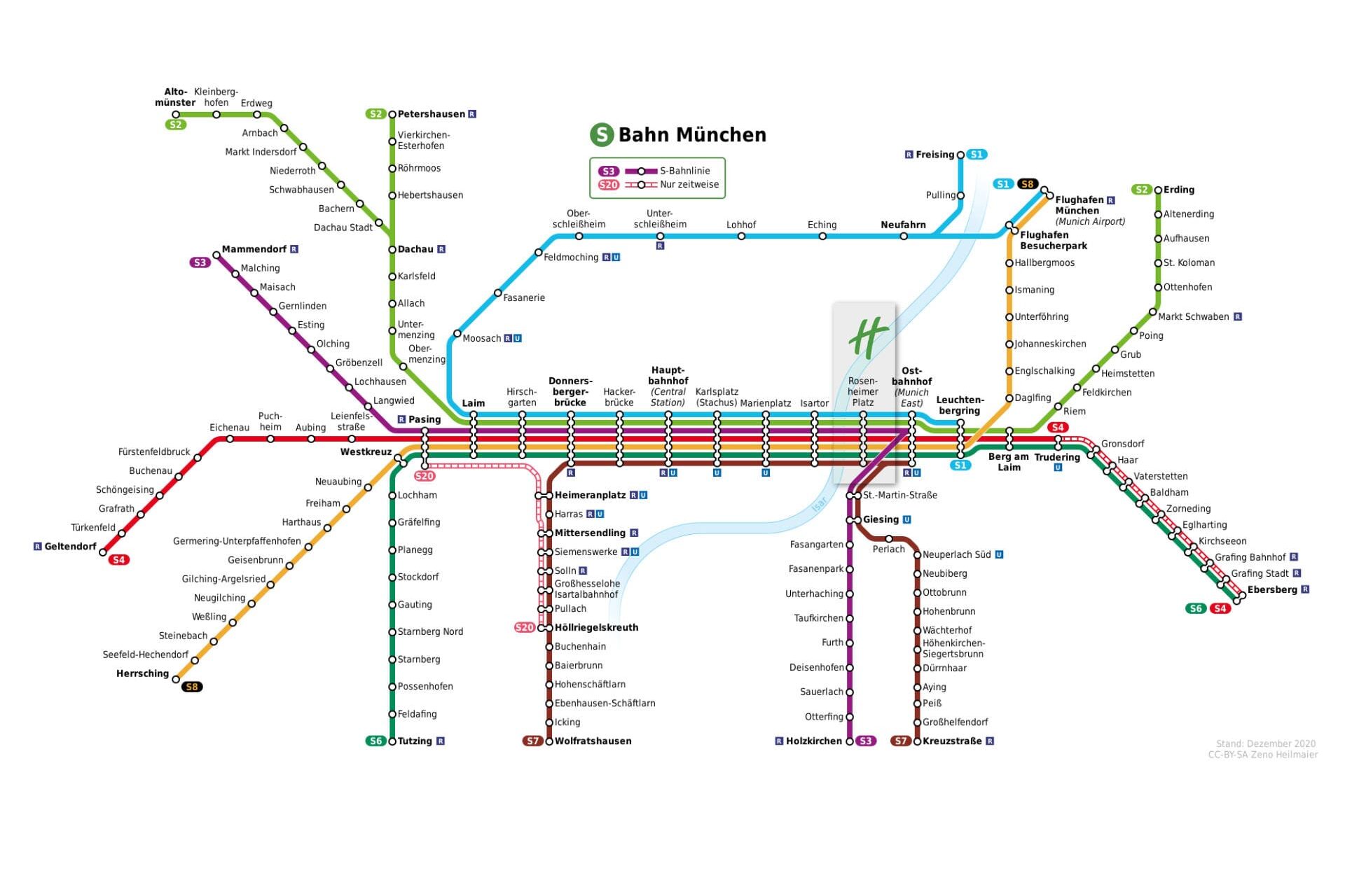 Fahrplahn des S-Bahn und U-Bahn Netzes in München